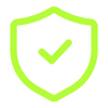 Green shield icon with a check mark on a white background - billsroofing